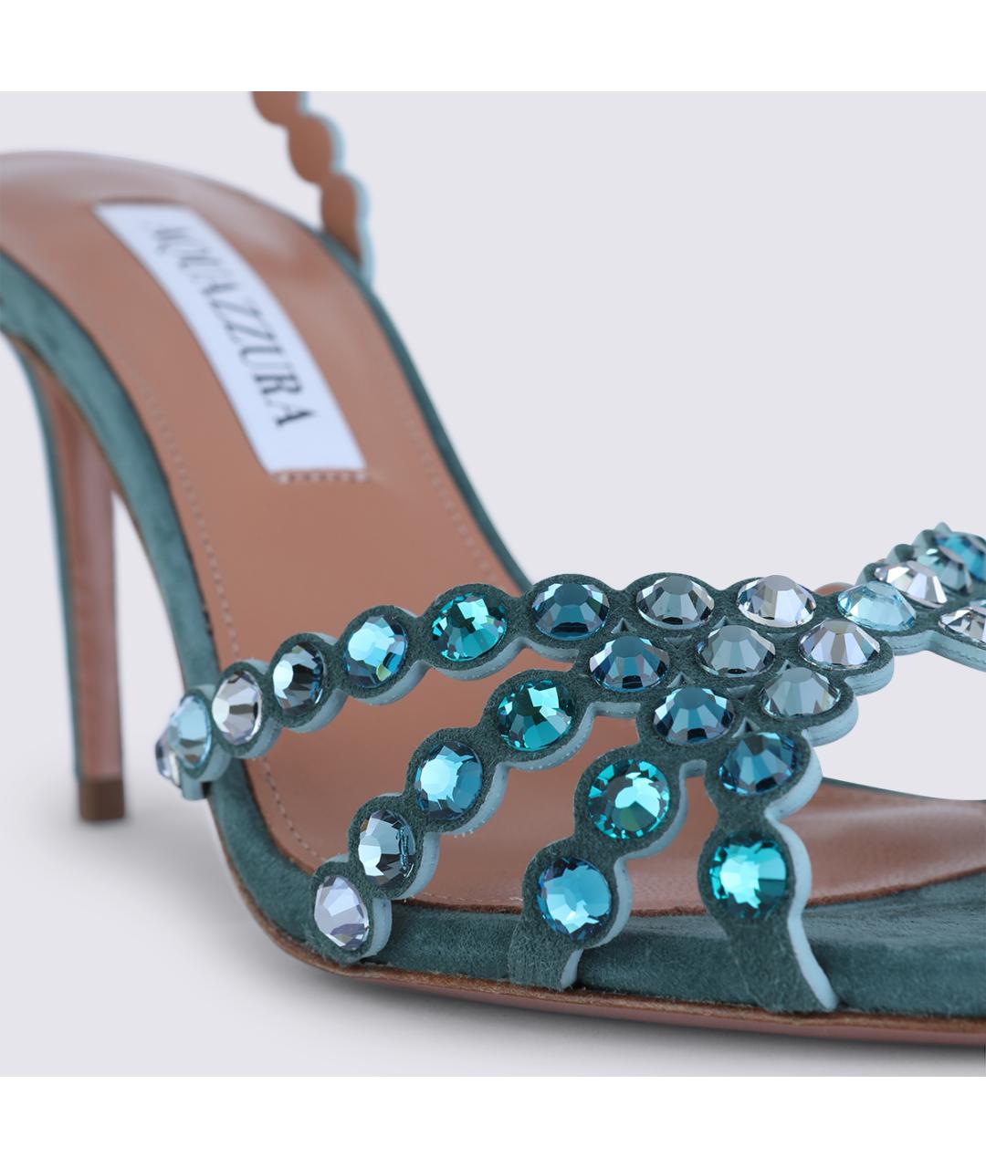 AQUAZZURA Бирюзовые замшевые босоножки, фото 5