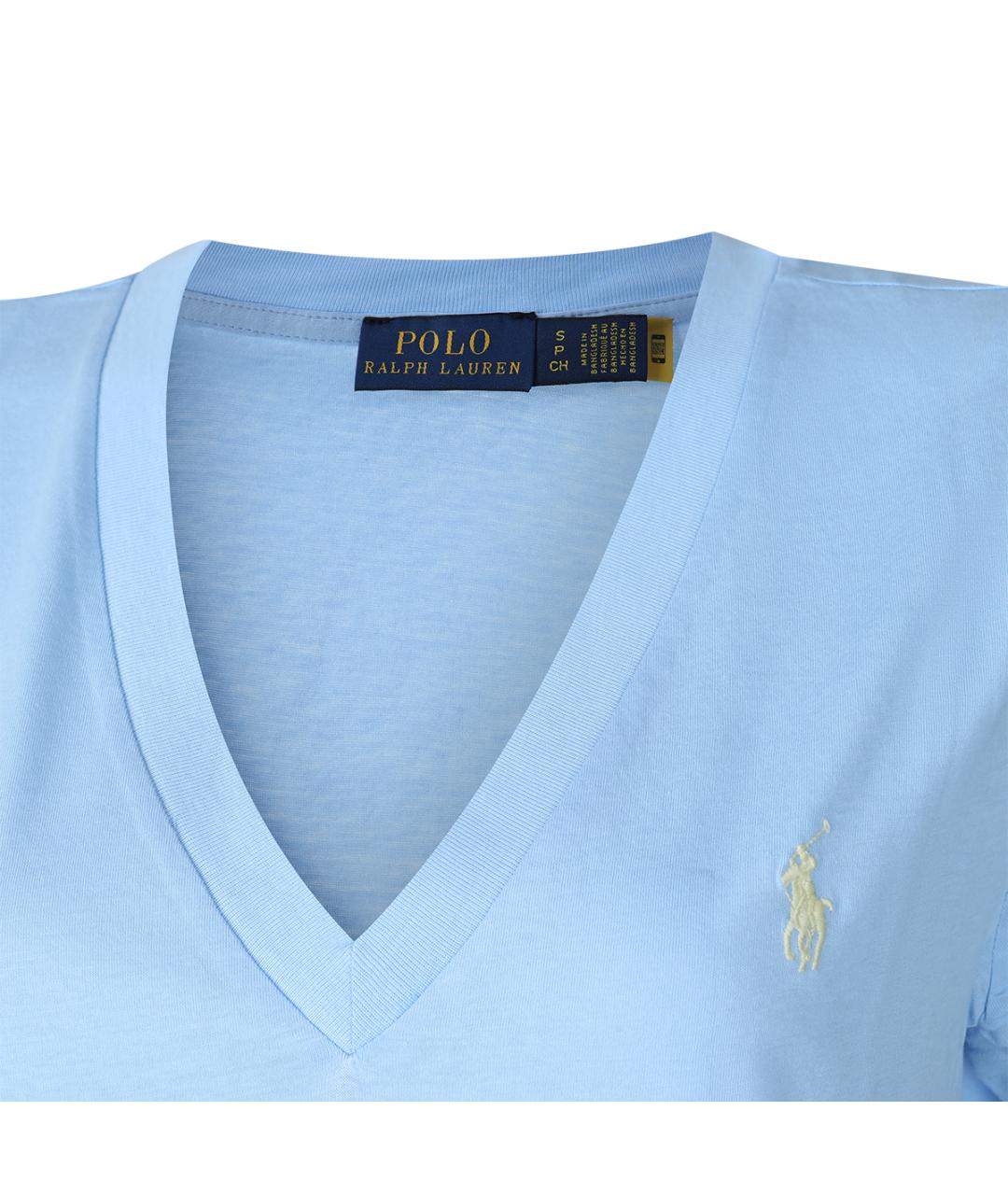 POLO RALPH LAUREN Голубая хлопковая футболка, фото 3