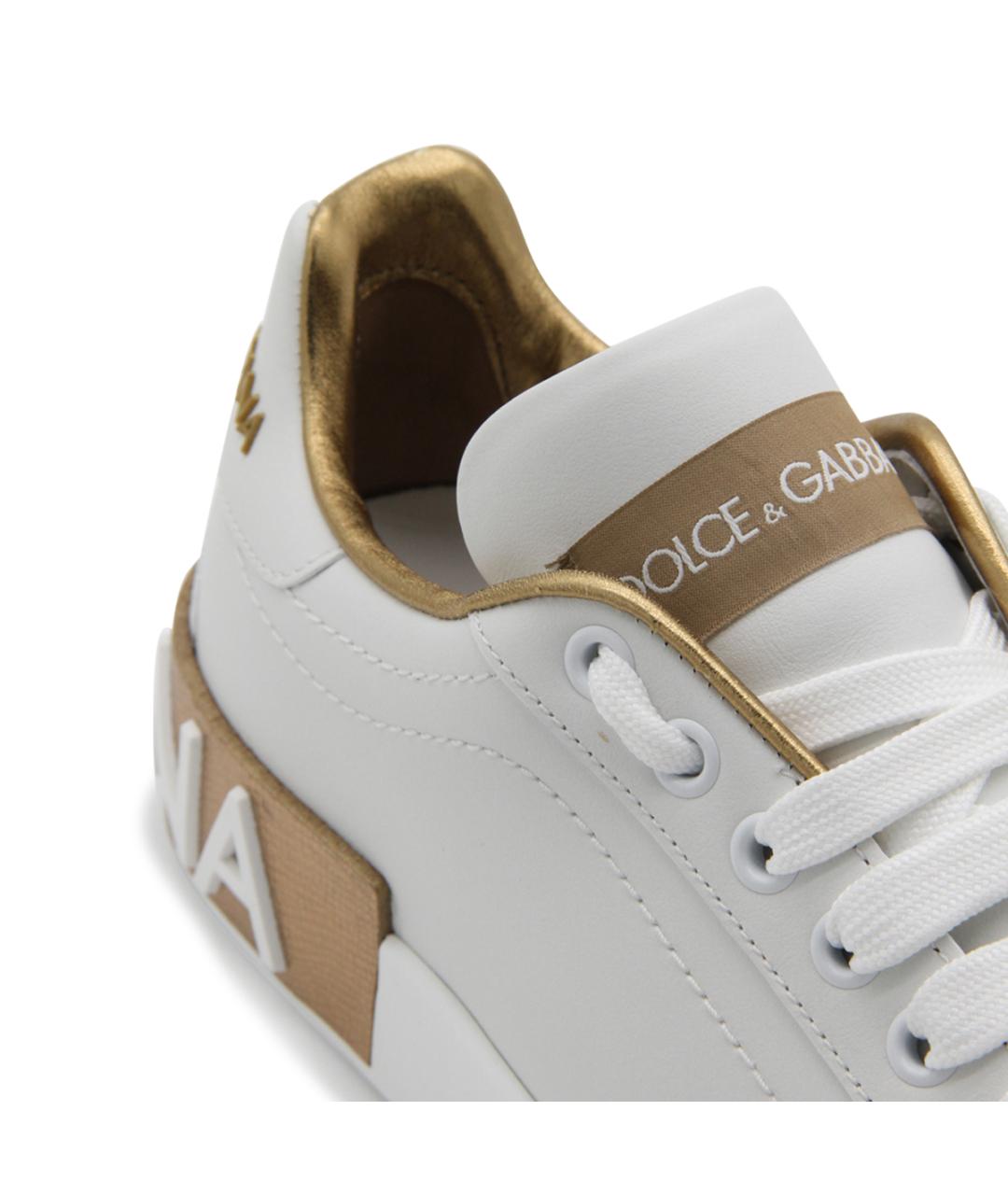 DOLCE&GABBANA Белые кожаные кроссовки, фото 4