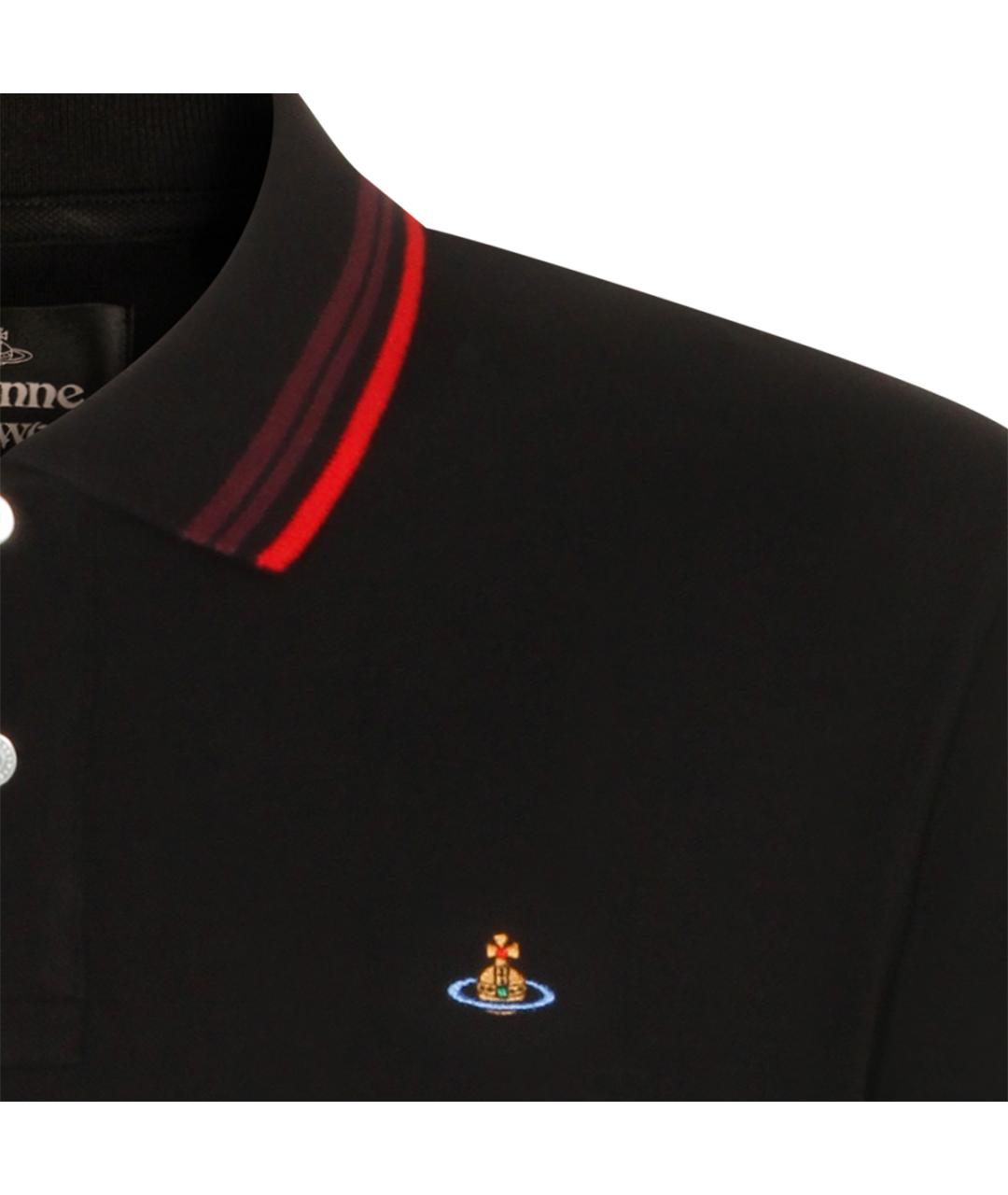 VIVIENNE WESTWOOD Черное хлопковое поло с коротким рукавом, фото 3