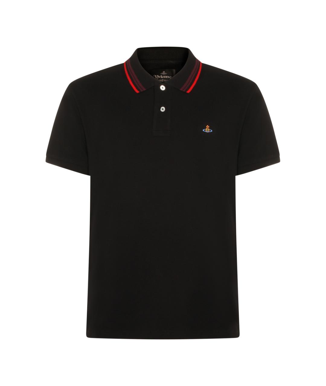 VIVIENNE WESTWOOD Черное хлопковое поло с коротким рукавом, фото 1