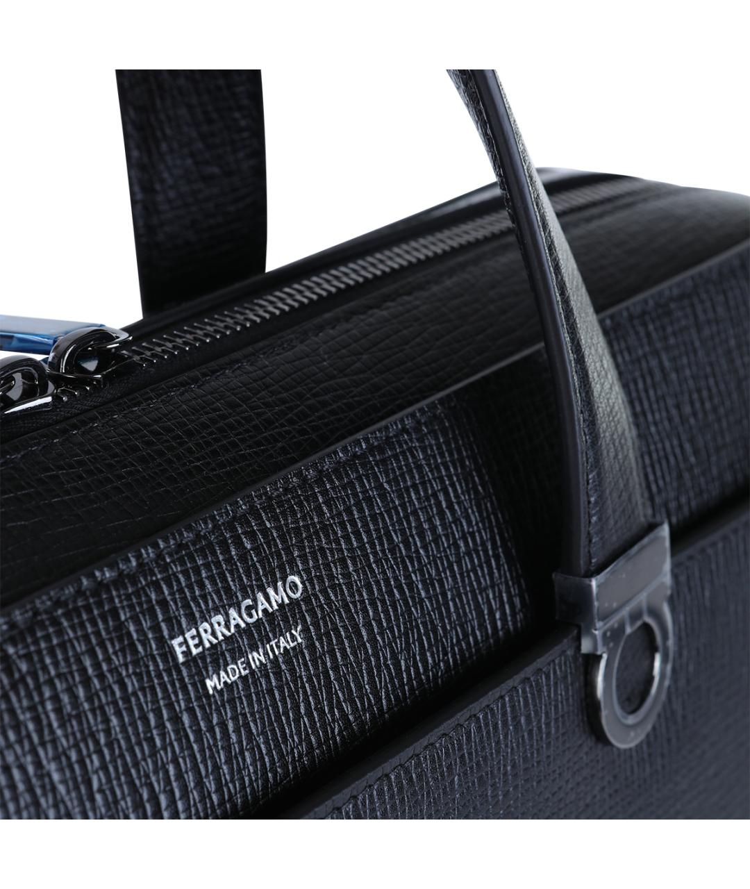FERRAGAMO Черный кожаный портфель, фото 4