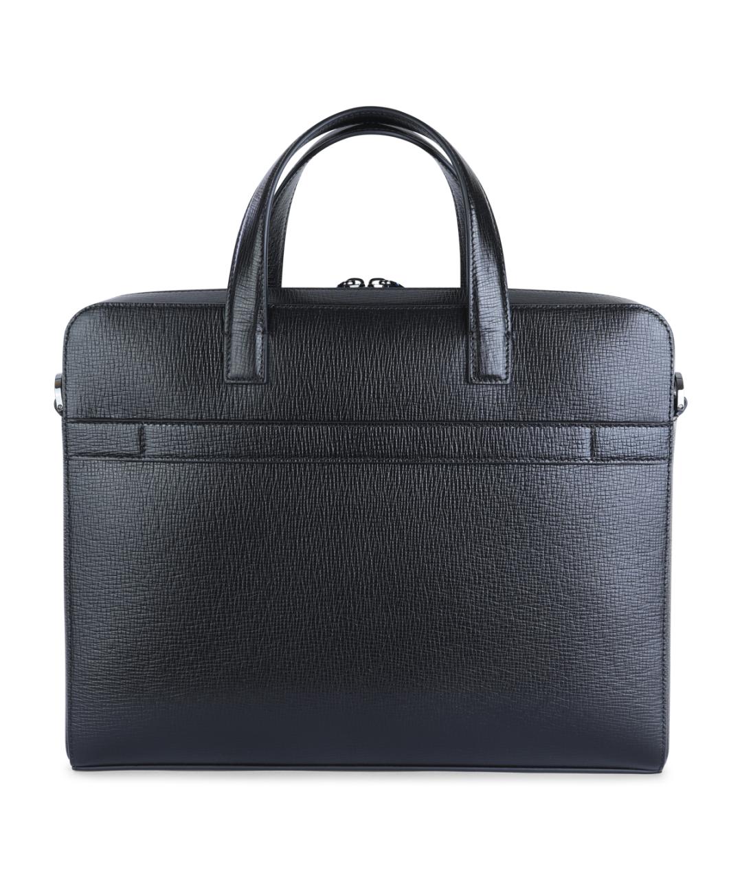 FERRAGAMO Черный кожаный портфель, фото 3
