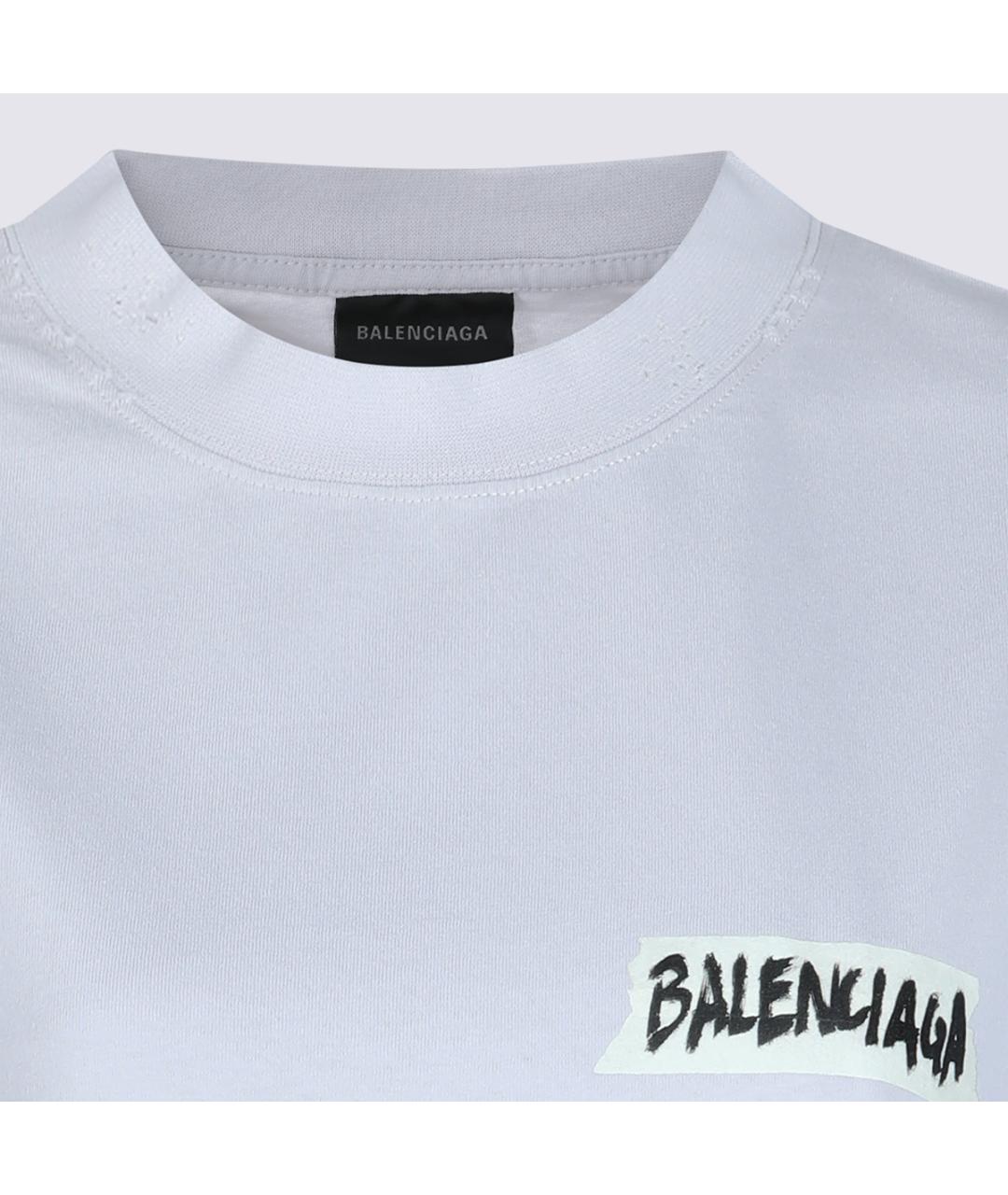 BALENCIAGA Белая хлопковая футболка, фото 4