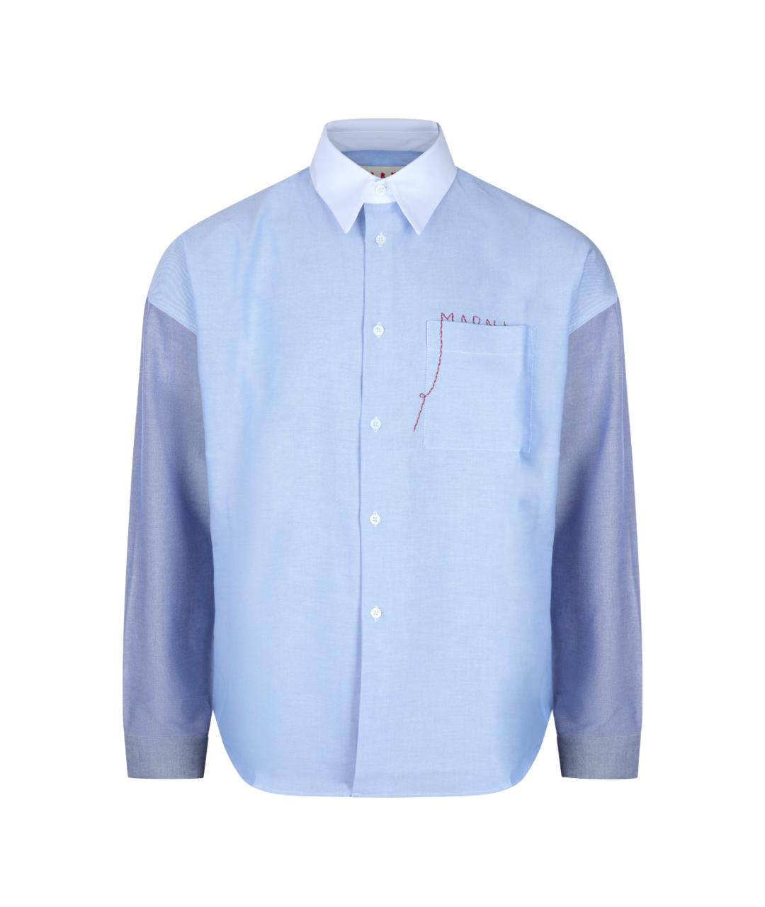 MARNI Голубая хлопковая кэжуал рубашка, фото 5