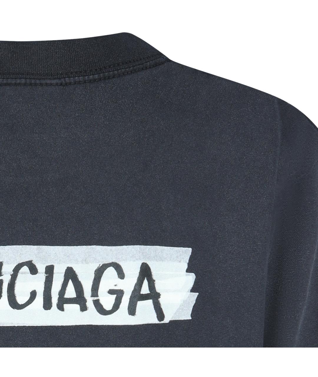 BALENCIAGA Черная хлопковая футболка, фото 4