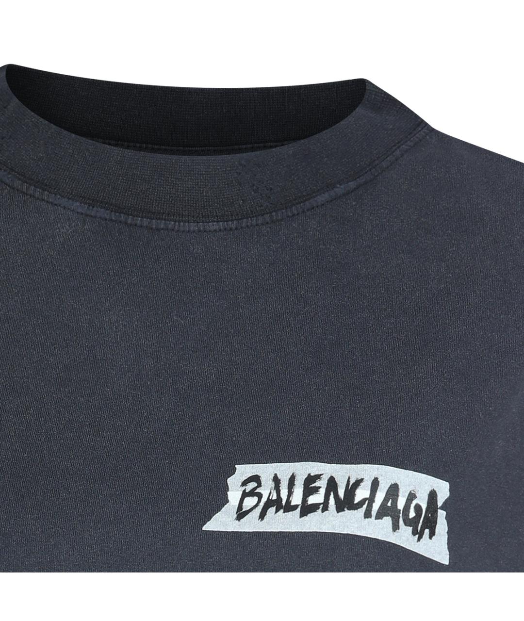 BALENCIAGA Черная хлопковая футболка, фото 3