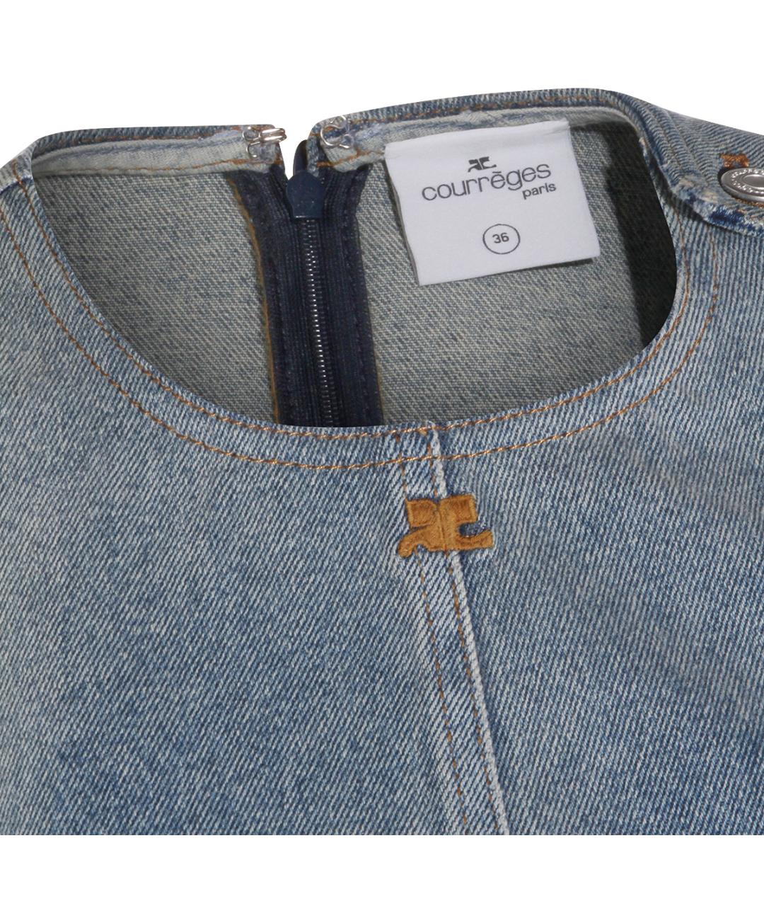 COURREGES Голубое хлопковое повседневное платье, фото 3