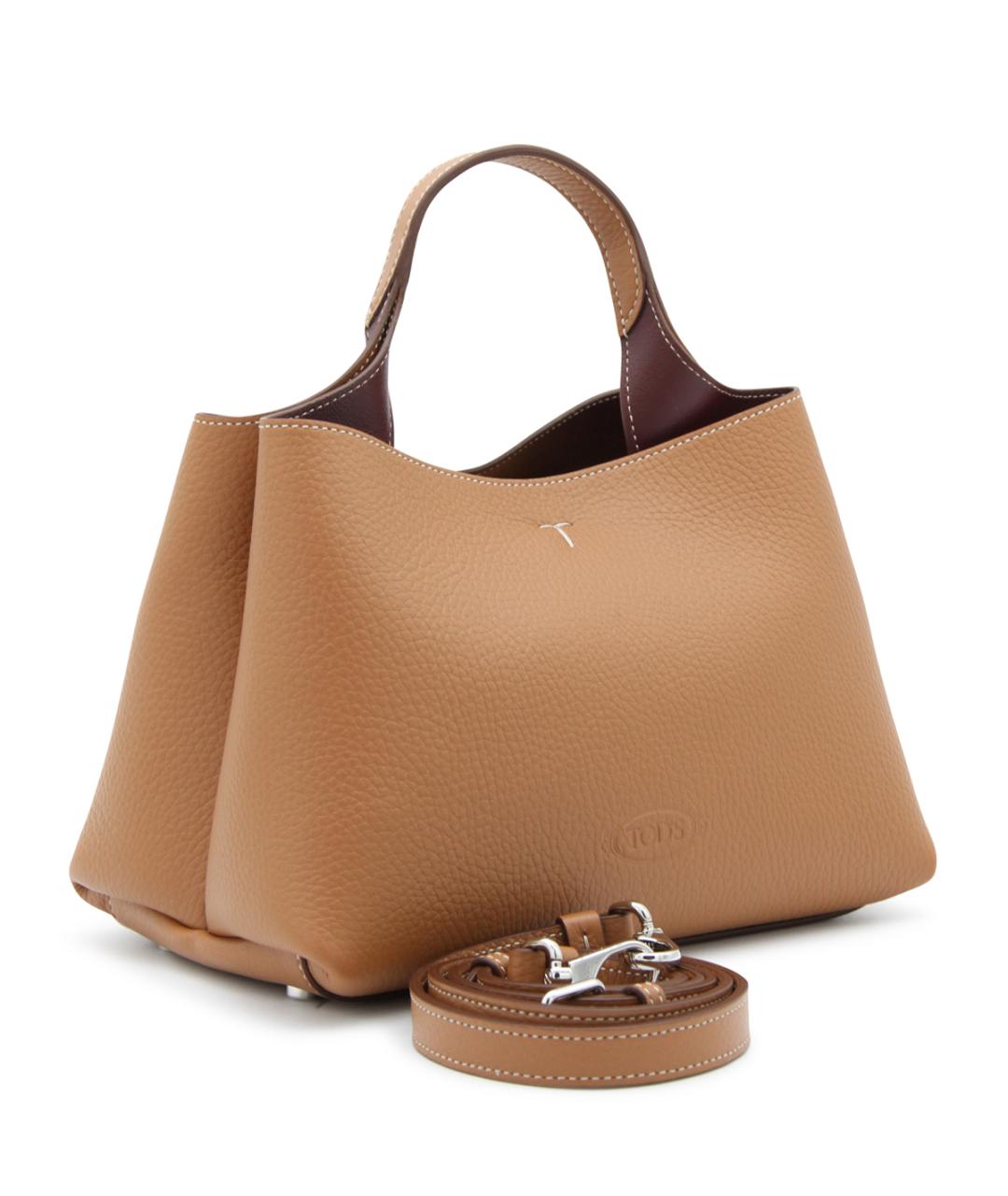 TOD'S Коричневая кожаная сумка тоут, фото 2