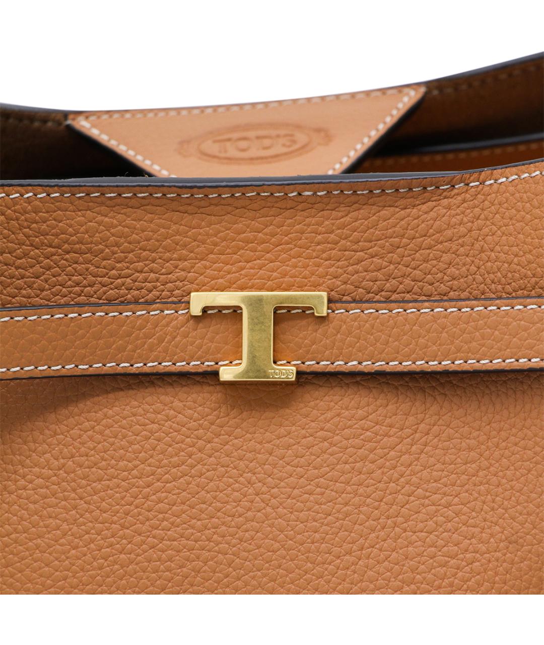 TOD'S Коричневая кожаная сумка тоут, фото 4