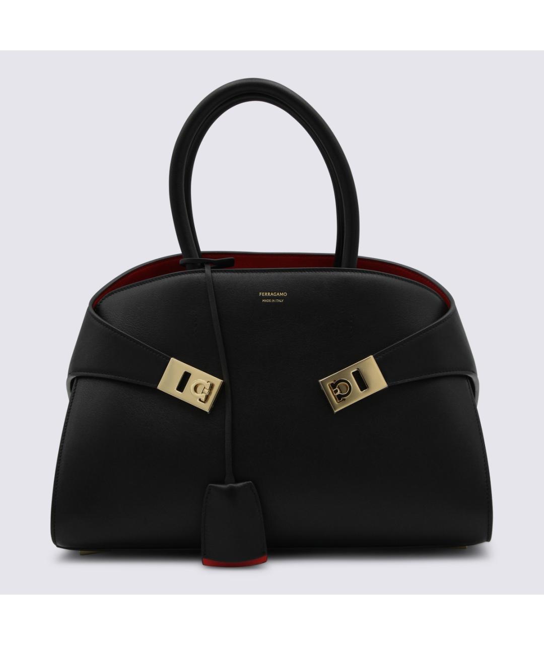 FERRAGAMO Черная кожаная сумка тоут, фото 2