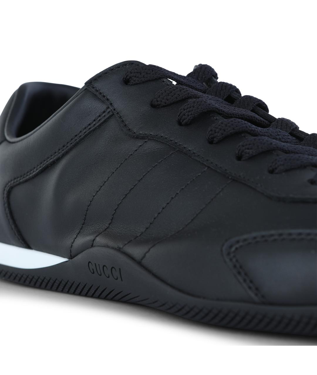 GUCCI Черные кожаные низкие кроссовки / кеды, фото 4