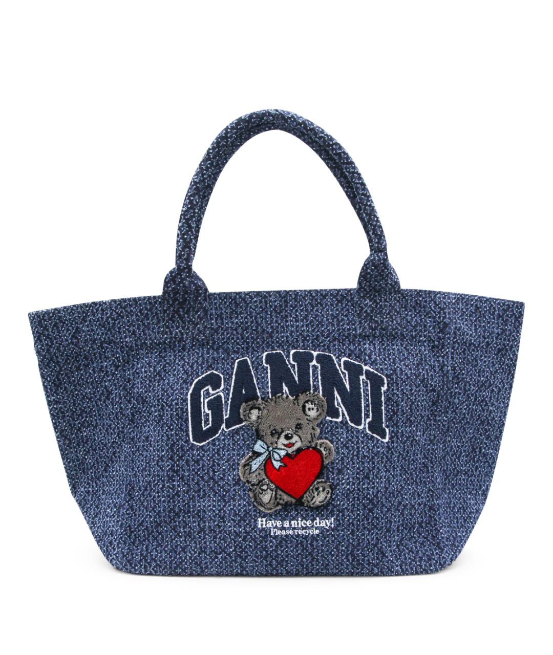 GANNI Синяя хлопковая сумка тоут, фото 1