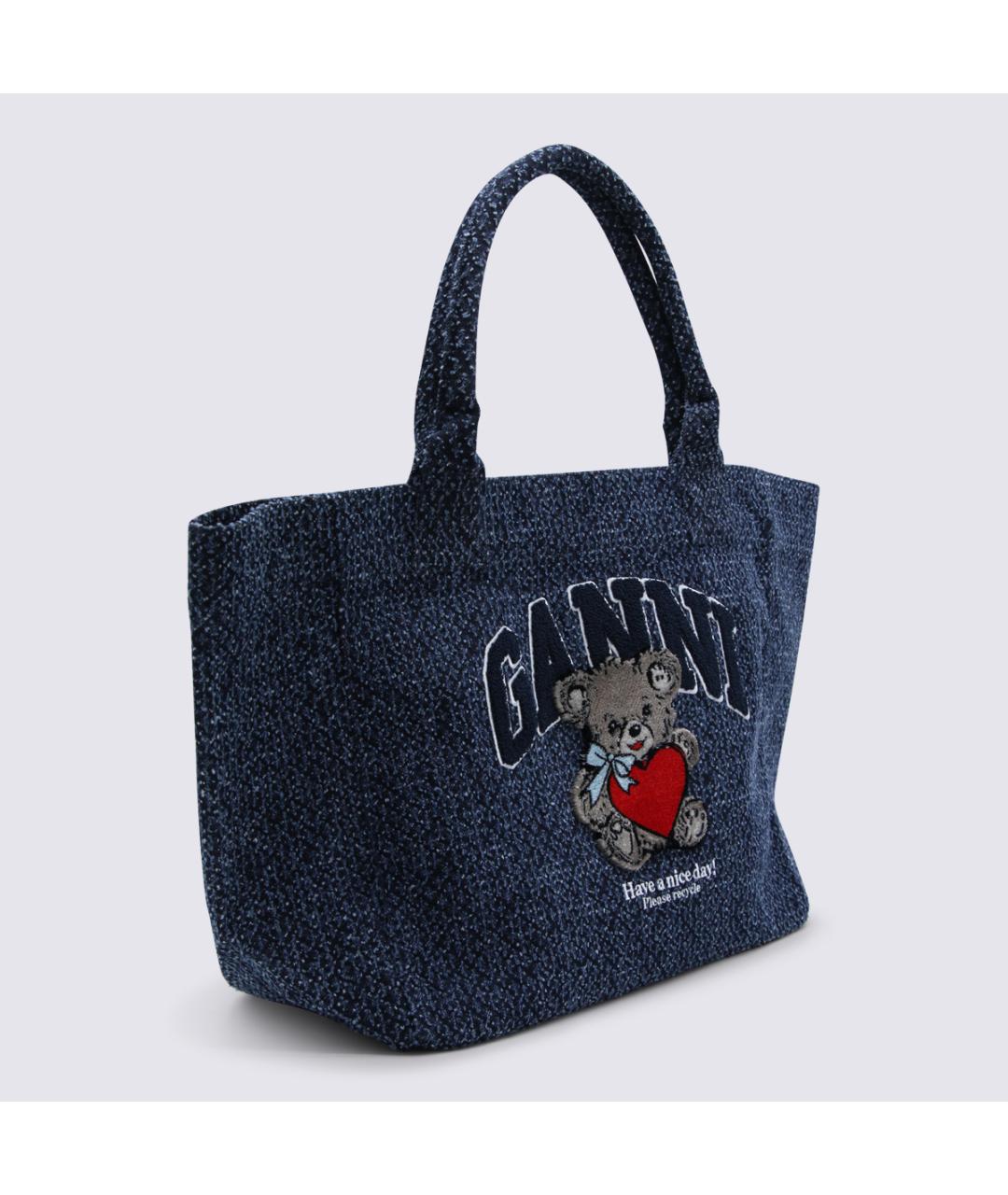 GANNI Синяя хлопковая сумка тоут, фото 3