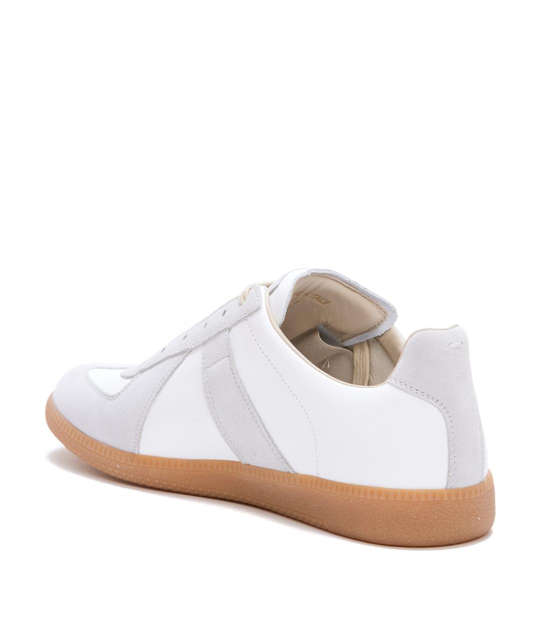 MAISON MARGIELA Белые кожаные низкие кроссовки / кеды, фото 3