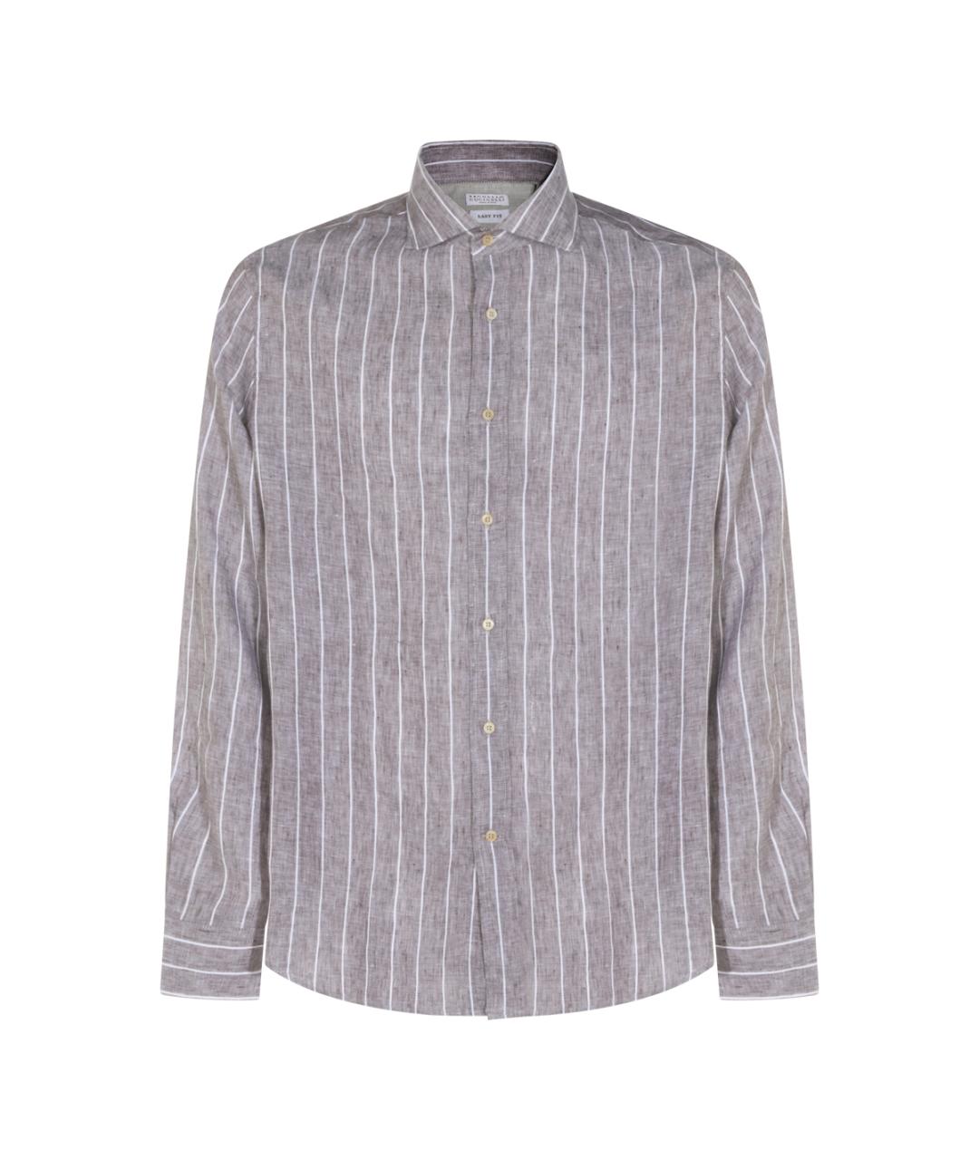 BRUNELLO CUCINELLI Коричневая льняная кэжуал рубашка, фото 1