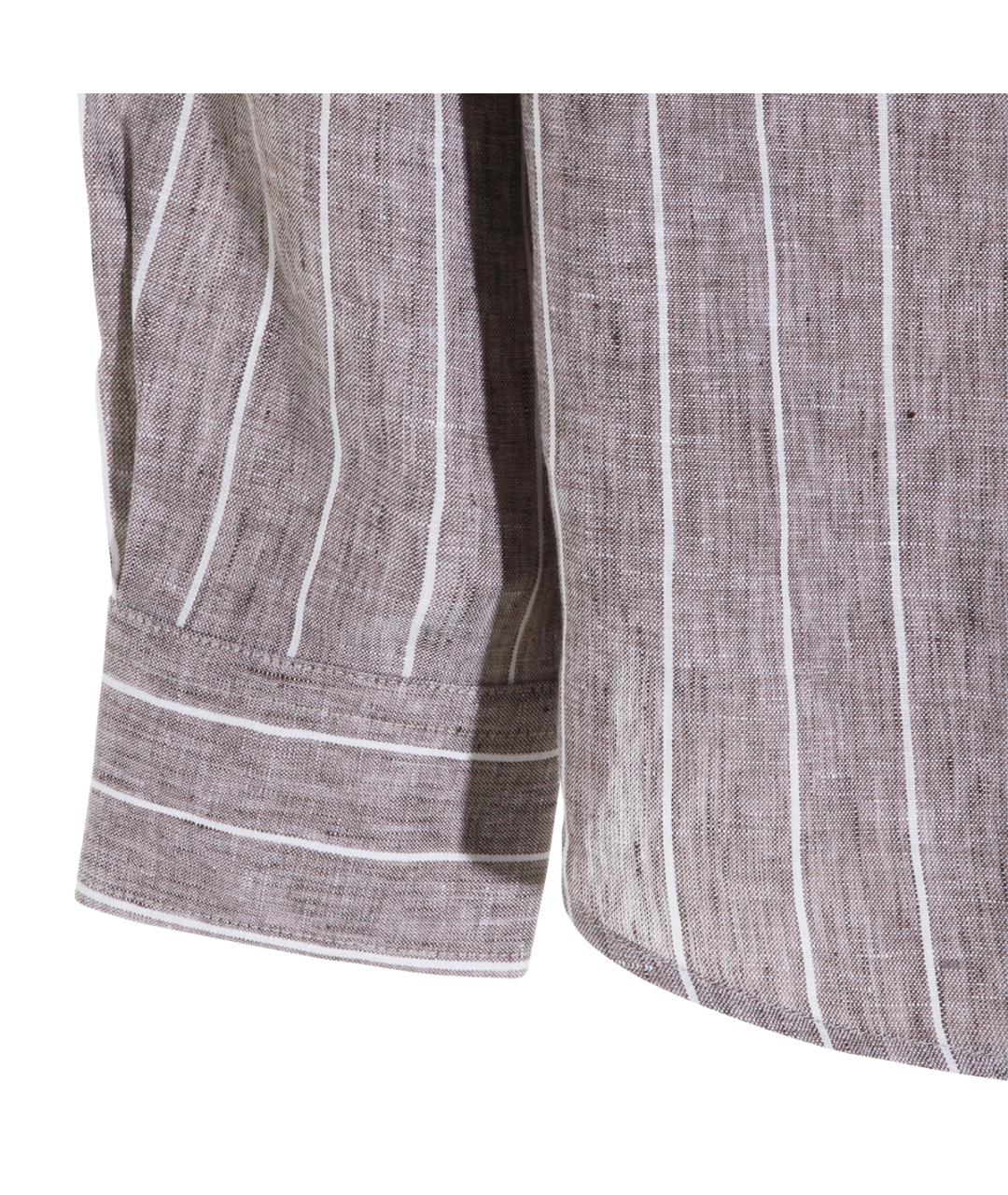 BRUNELLO CUCINELLI Коричневая льняная кэжуал рубашка, фото 3