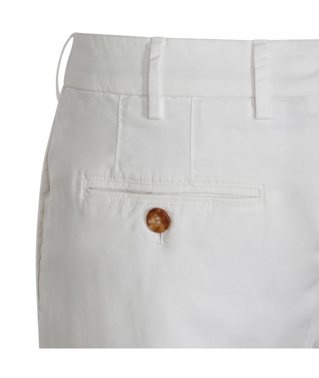 BRUNELLO CUCINELLI Белые хлопко-эластановые повседневные брюки, фото 4