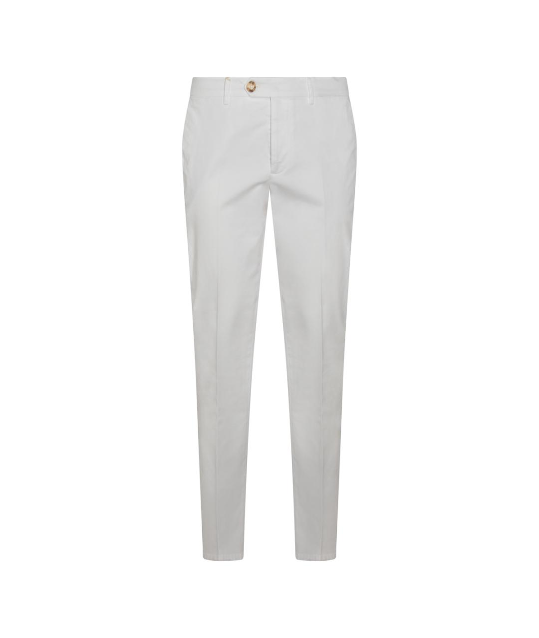 BRUNELLO CUCINELLI Белые хлопко-эластановые повседневные брюки, фото 1