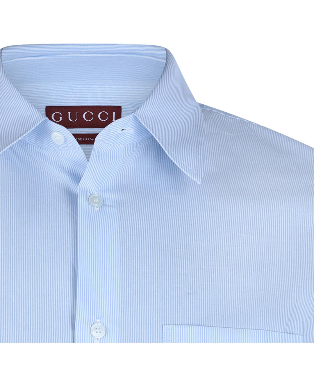 GUCCI Голубая хлопковая классическая рубашка, фото 3