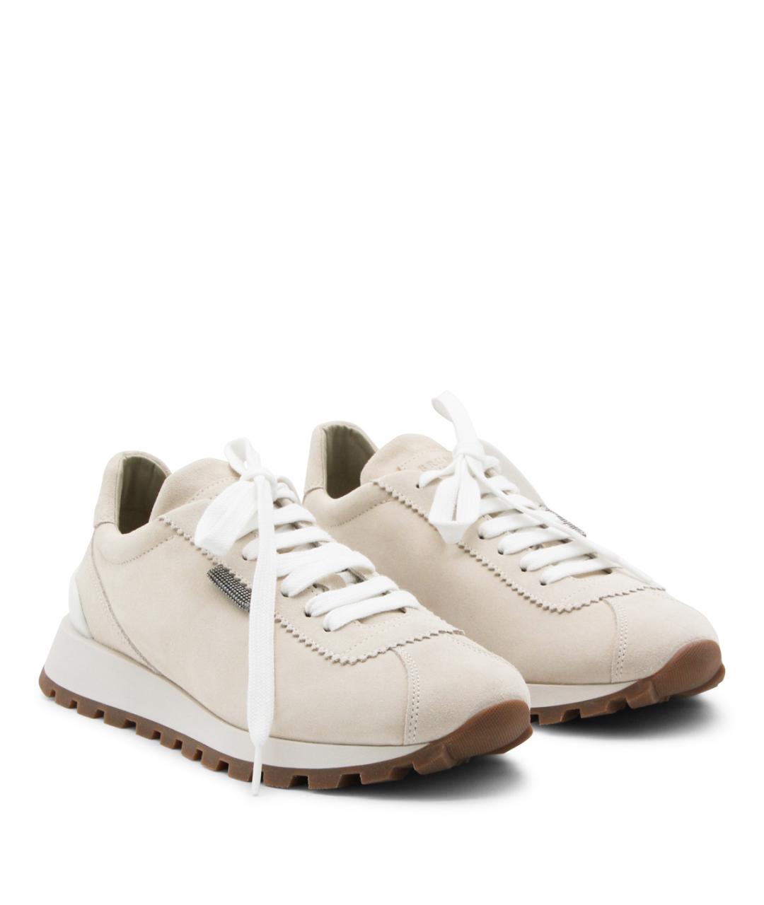 BRUNELLO CUCINELLI Бежевые замшевые кроссовки, фото 2