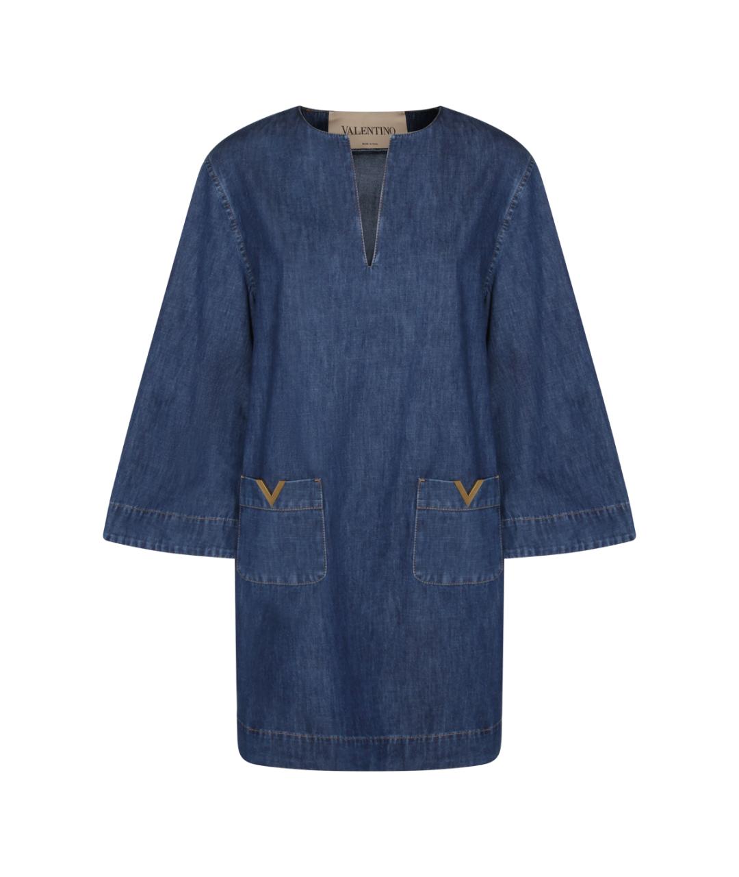 VALENTINO Синее хлопковое повседневное платье, фото 1
