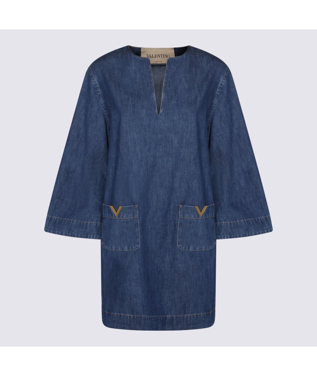 VALENTINO Синее хлопковое повседневное платье, фото 2