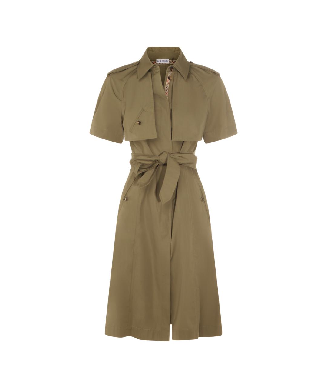 BURBERRY Зеленые хлопковое повседневное платье, фото 1