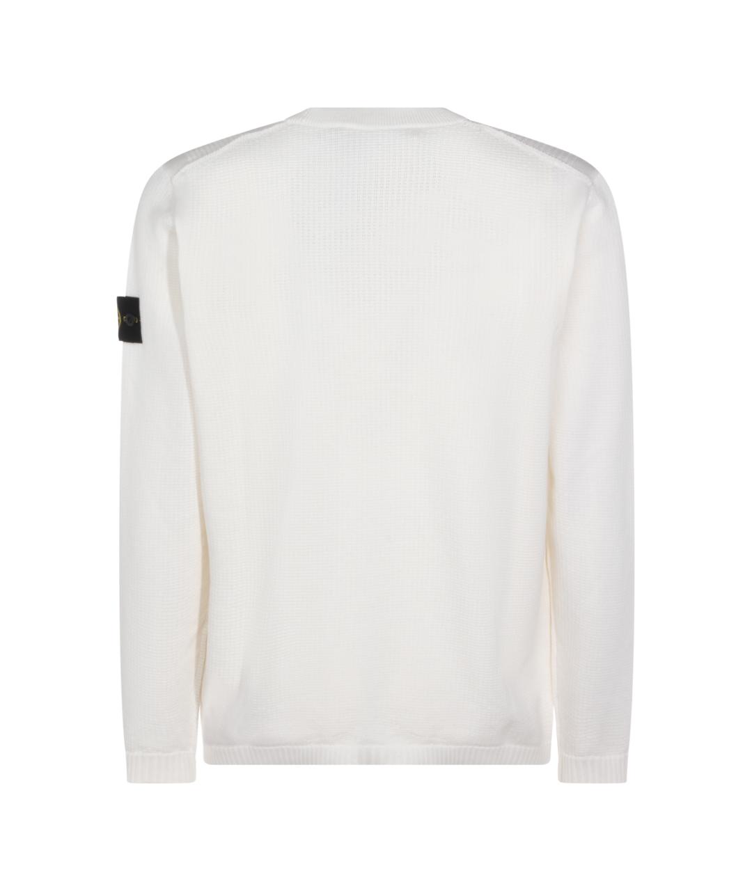 STONE ISLAND Белый хлопковый джемпер / свитер, фото 2
