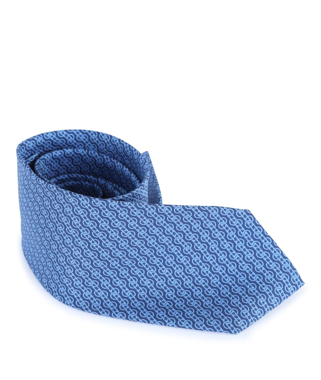 FERRAGAMO Голубой шелковый галстук, фото 2