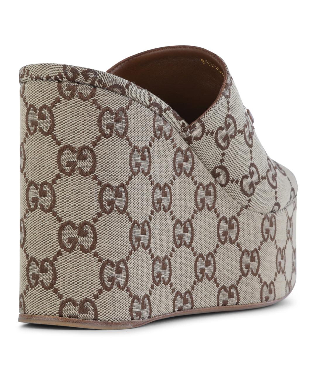 GUCCI Бежевые текстильные сабо, фото 3