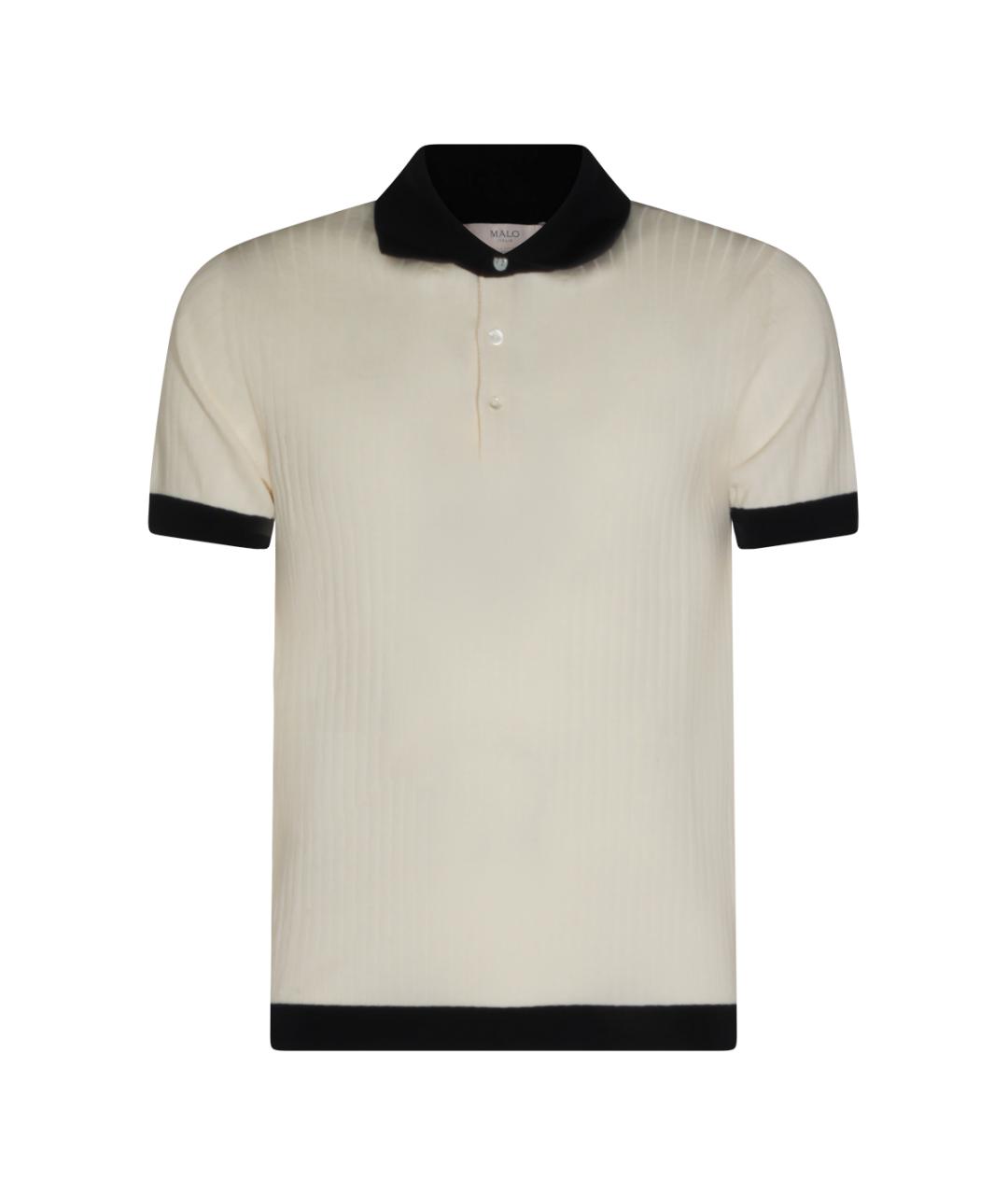 MALO Бежевое хлопковое поло с коротким рукавом, фото 1