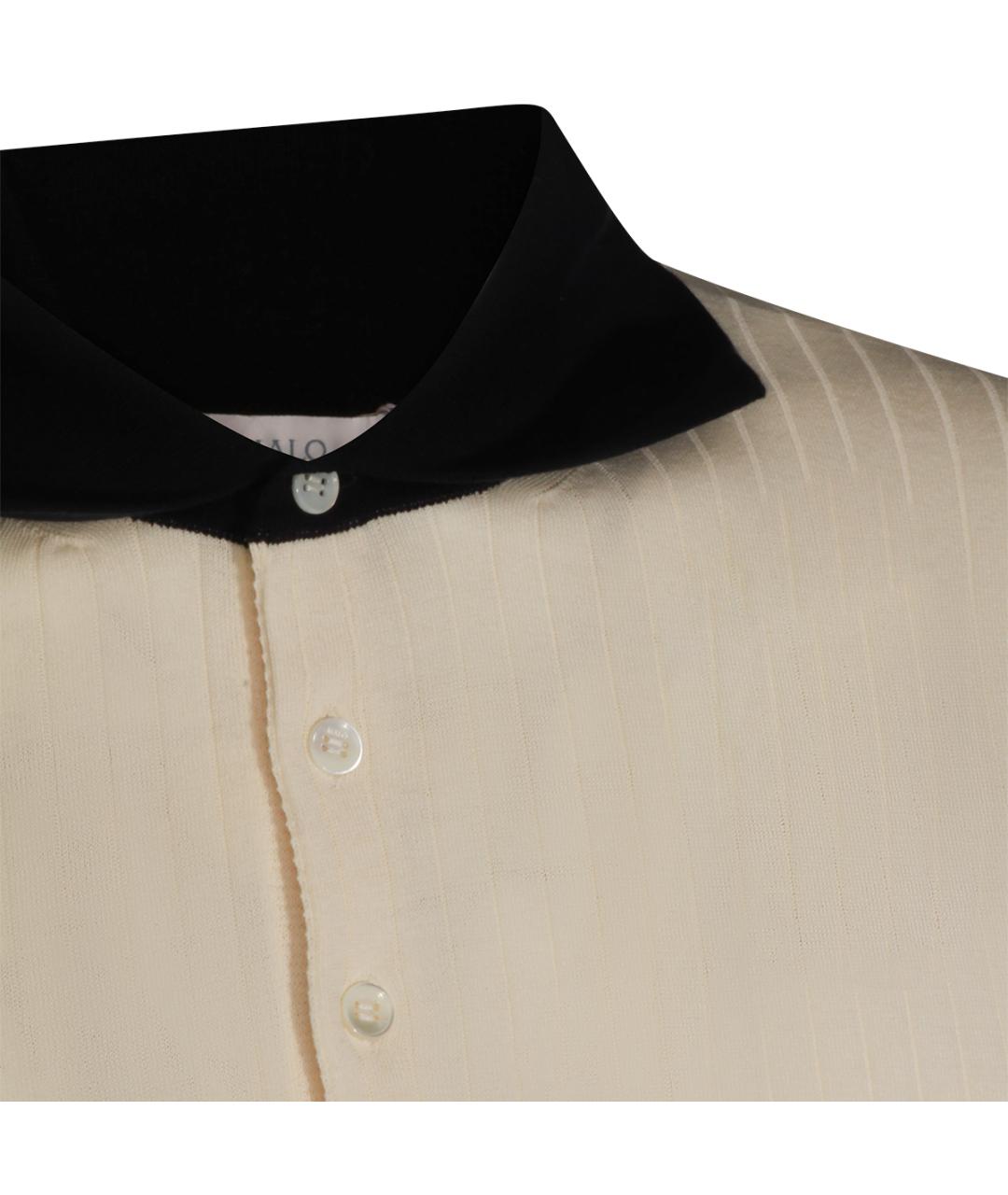 MALO Бежевое хлопковое поло с коротким рукавом, фото 3