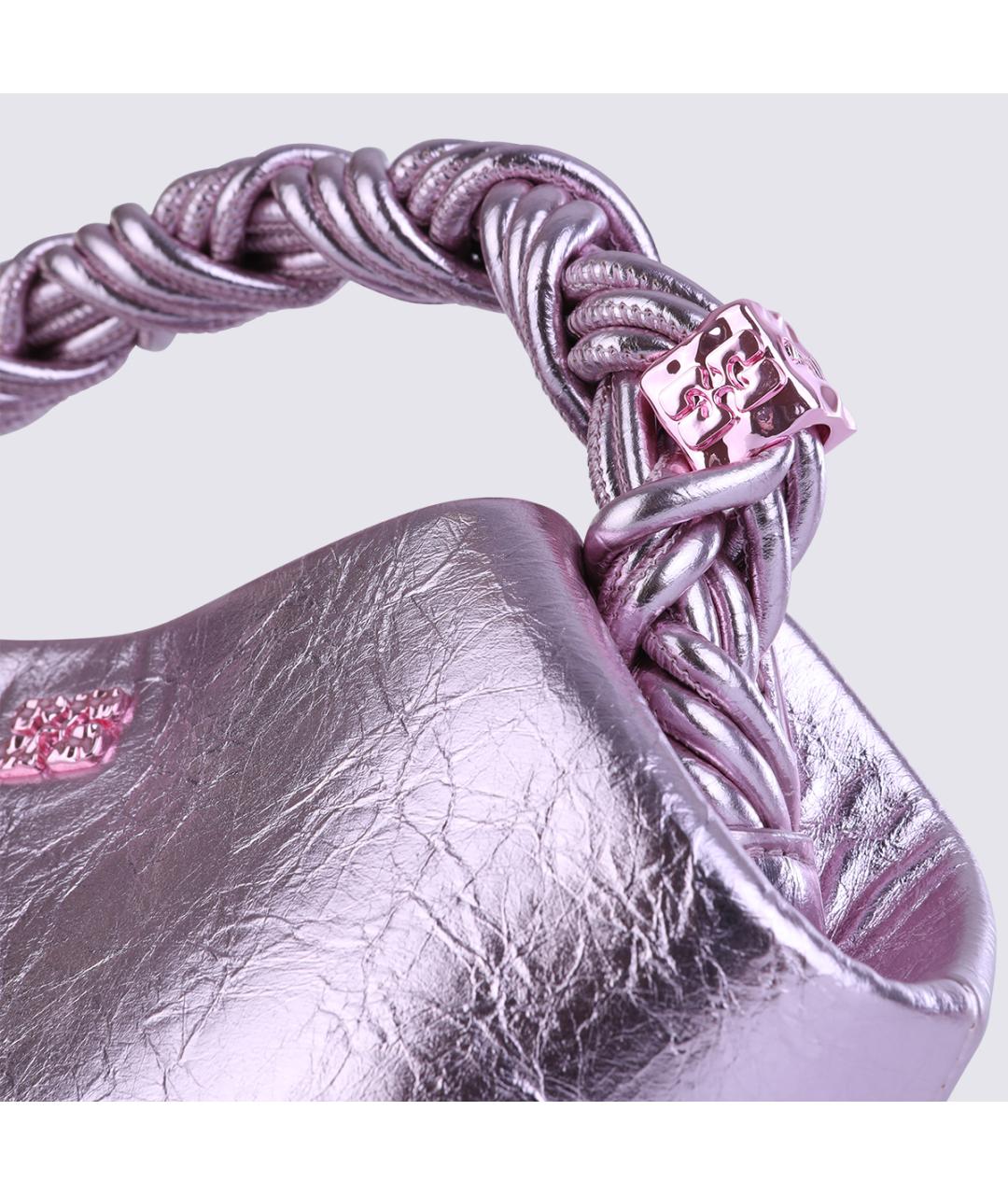 GANNI Розовая кожаная сумка с короткими ручками, фото 5