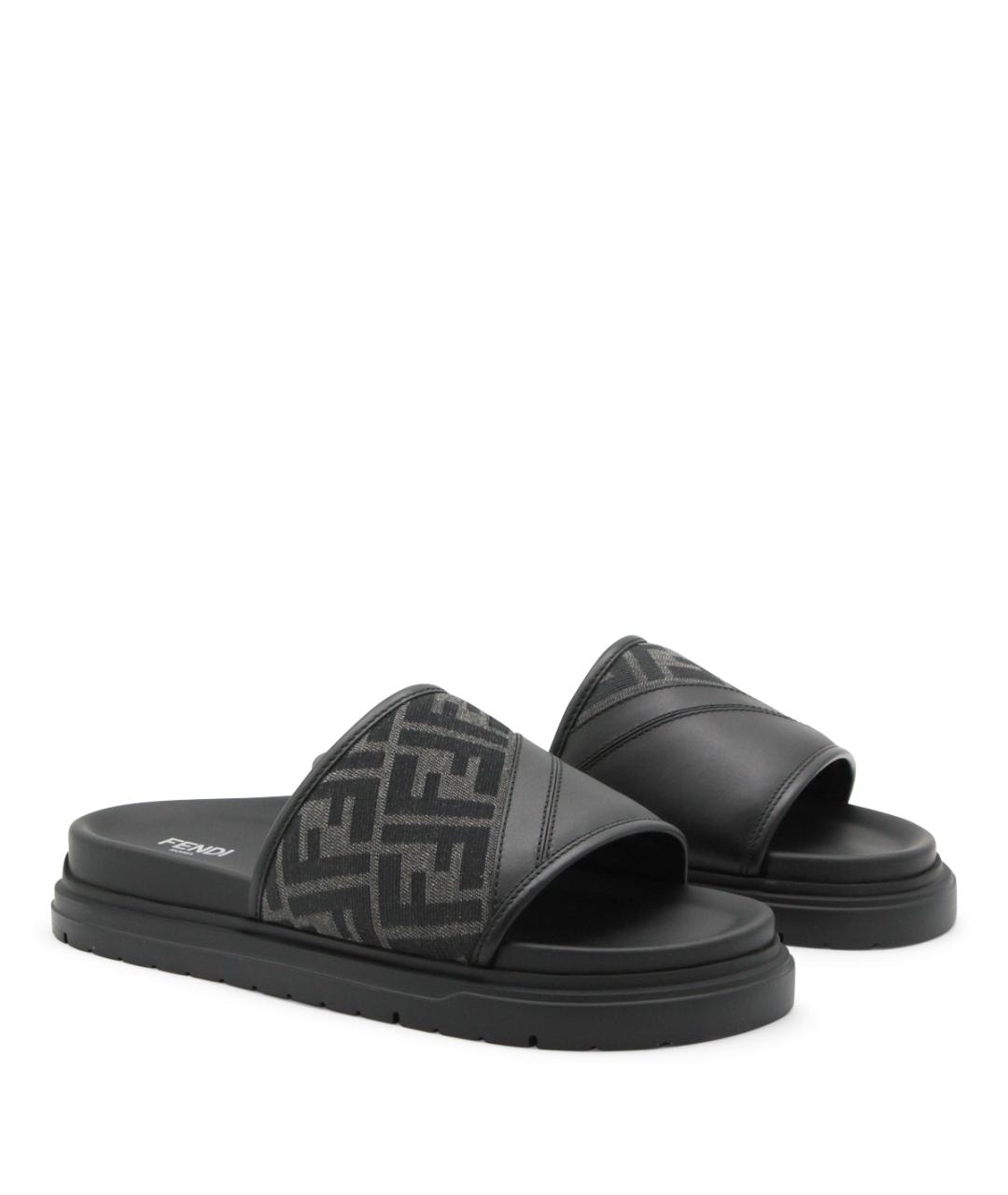 FENDI Черные шлепанцы, фото 2
