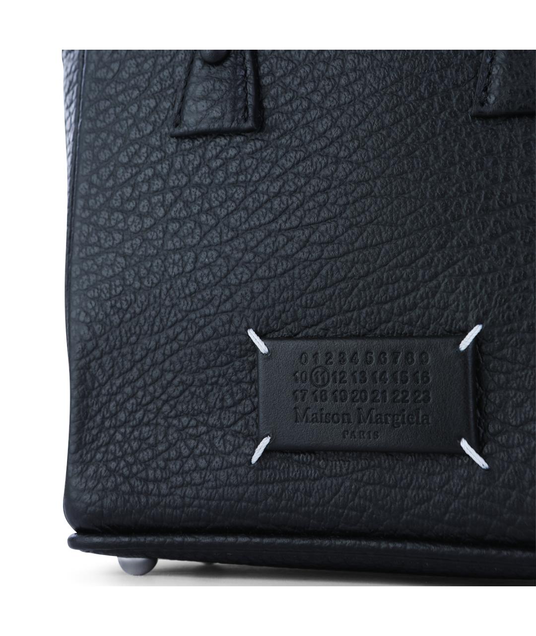 MAISON MARGIELA Черная кожаная сумка тоут, фото 4