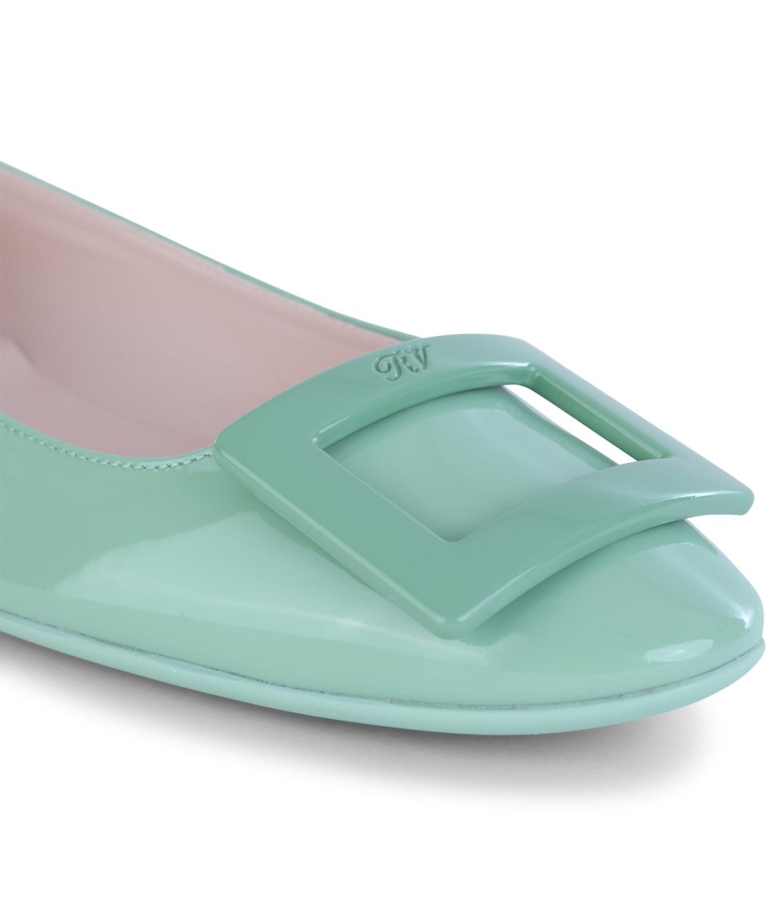 ROGER VIVIER Бирюзовые кожаные балетки, фото 4