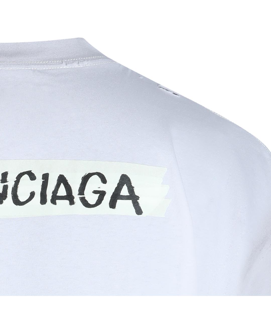 BALENCIAGA Белая хлопковая футболка, фото 4