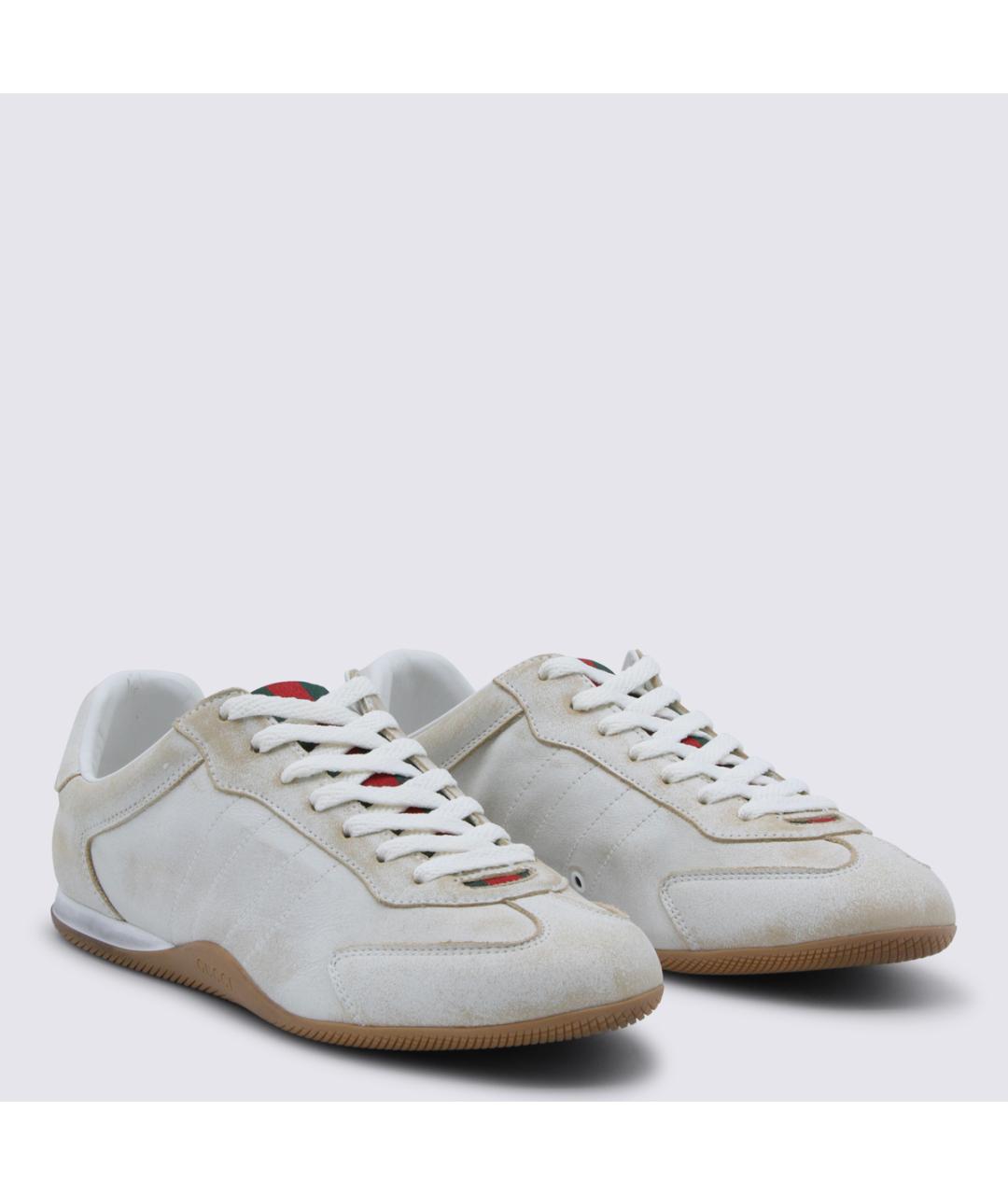 GUCCI Белые кожаные кроссовки, фото 3