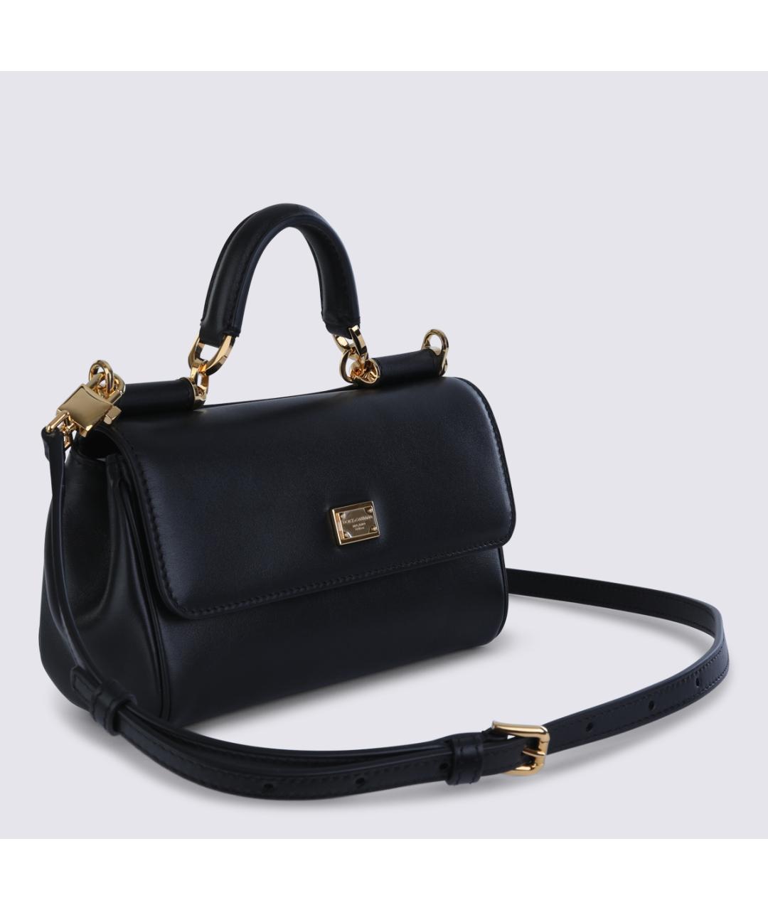 DOLCE&GABBANA Черная кожаная сумка тоут, фото 3