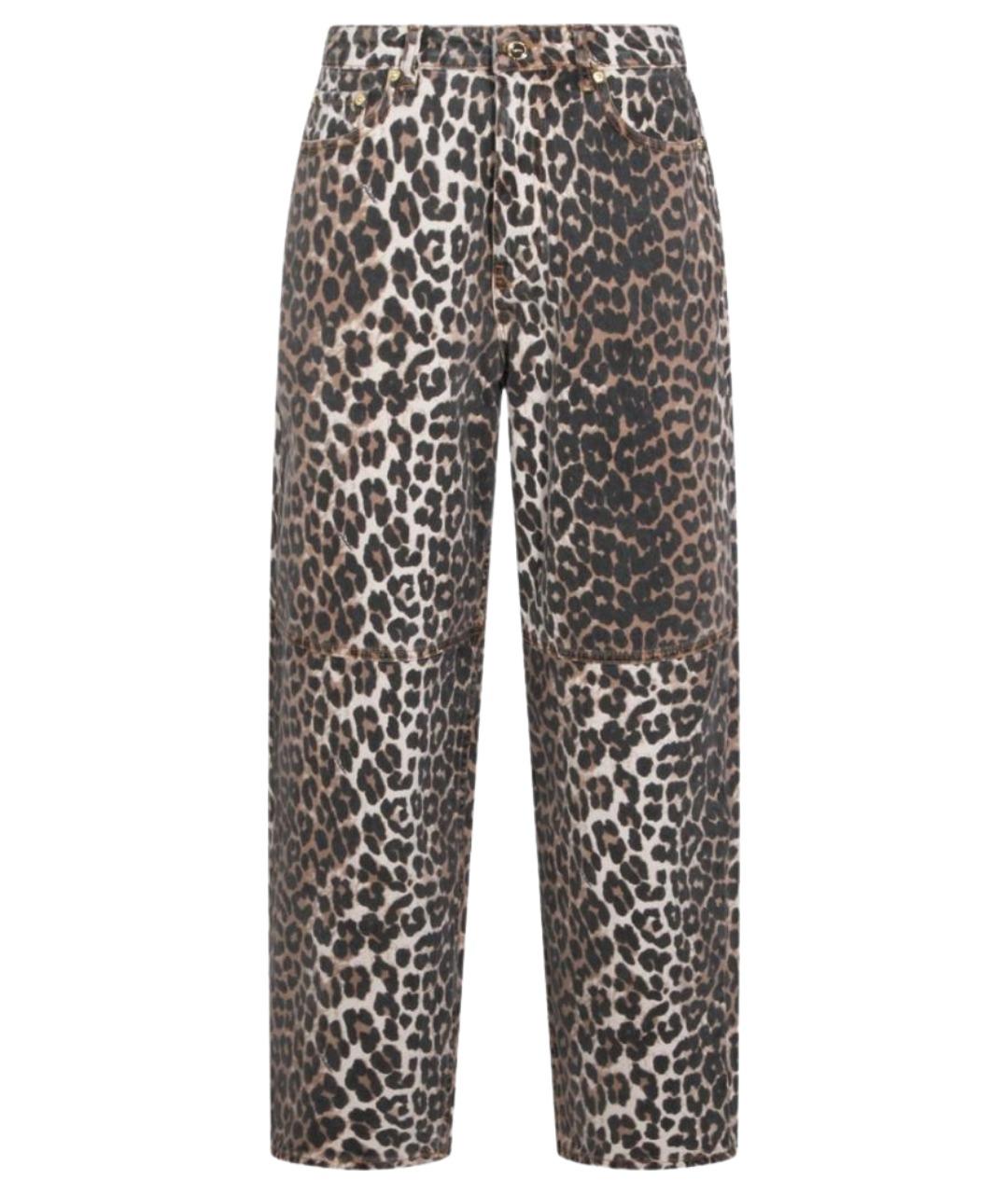 GANNI Коричневые хлопковые прямые джинсы, фото 1