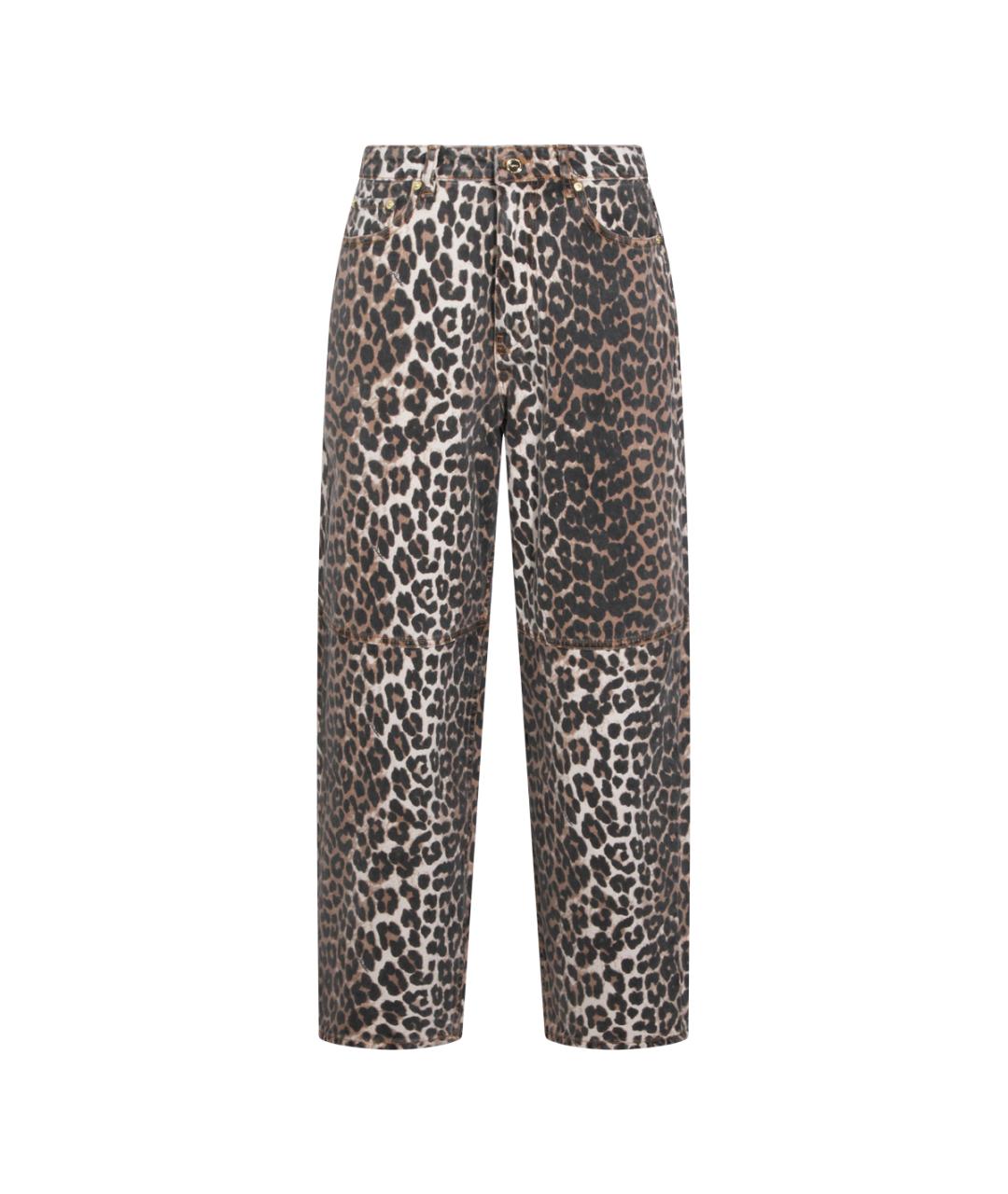 GANNI Коричневые хлопковые прямые джинсы, фото 5