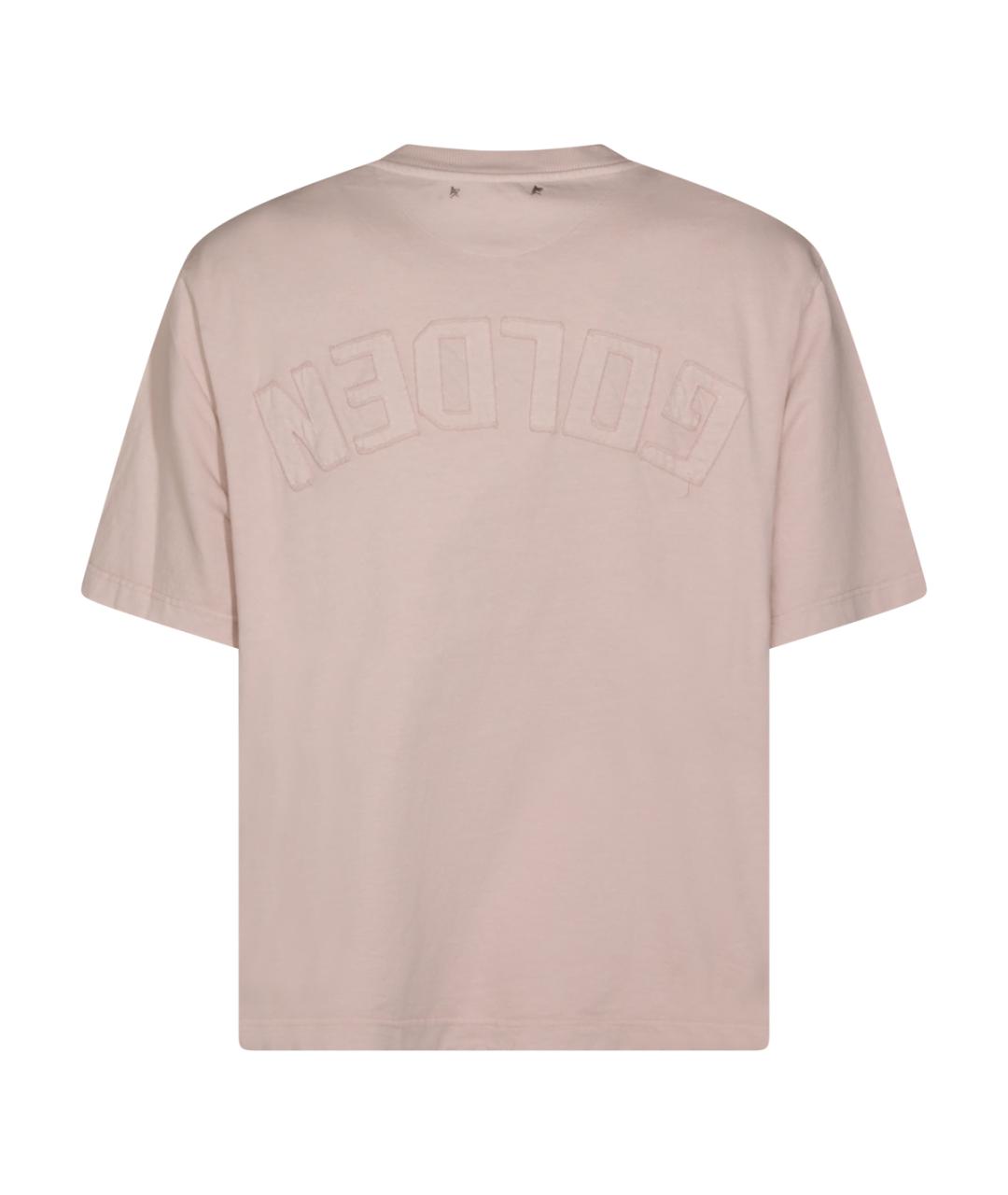 GOLDEN GOOSE DELUXE BRAND Розовая хлопковая футболка, фото 2