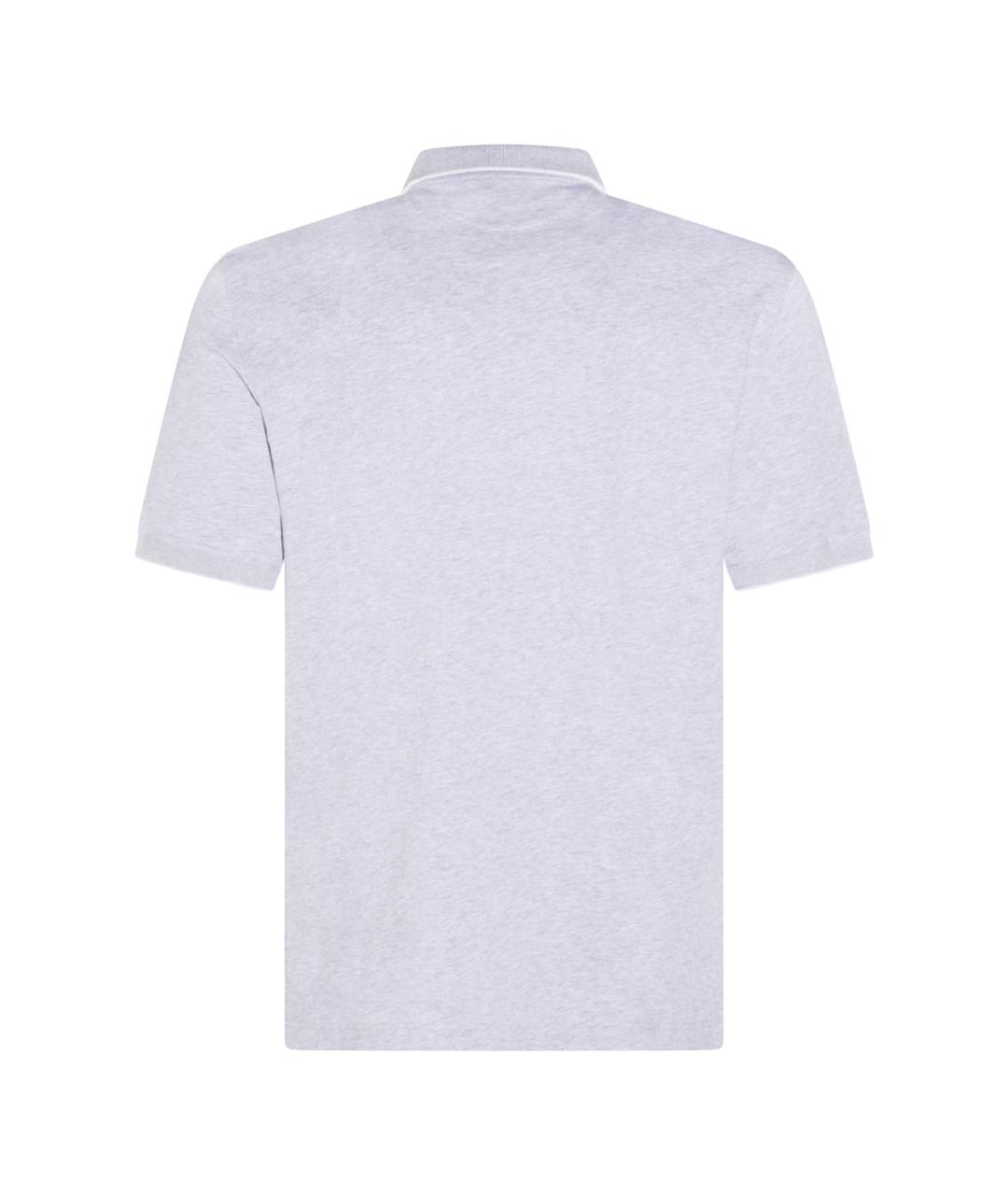 BRUNELLO CUCINELLI Серое хлопковое поло с коротким рукавом, фото 2