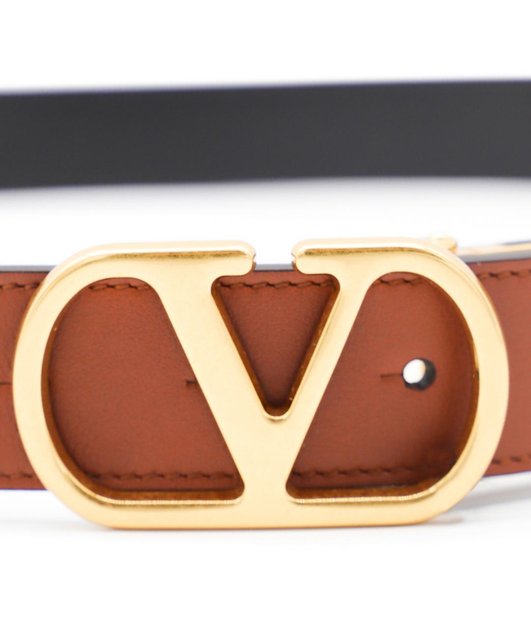VALENTINO Коричневый кожаный ремень, фото 2