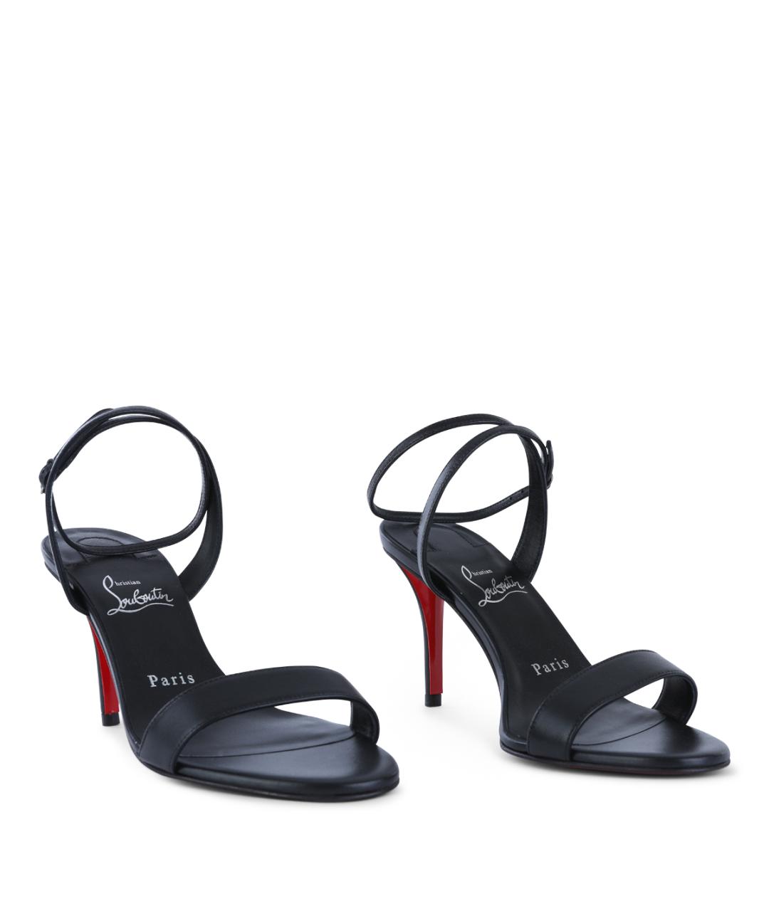 CHRISTIAN LOUBOUTIN Черные кожаные босоножки, фото 2