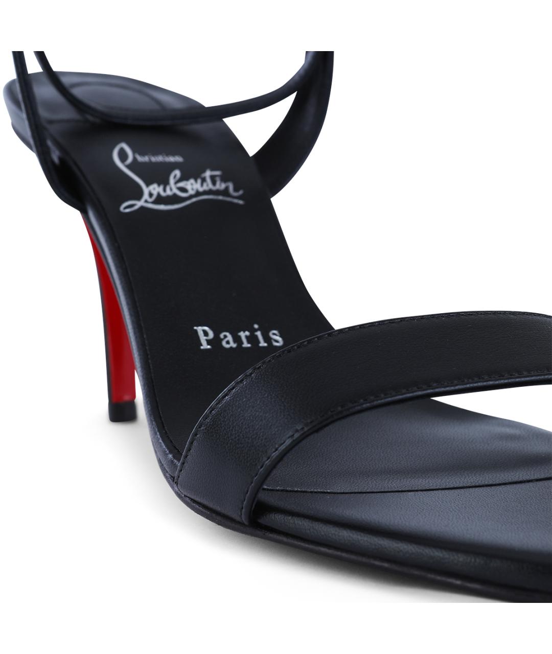 CHRISTIAN LOUBOUTIN Черные кожаные босоножки, фото 4