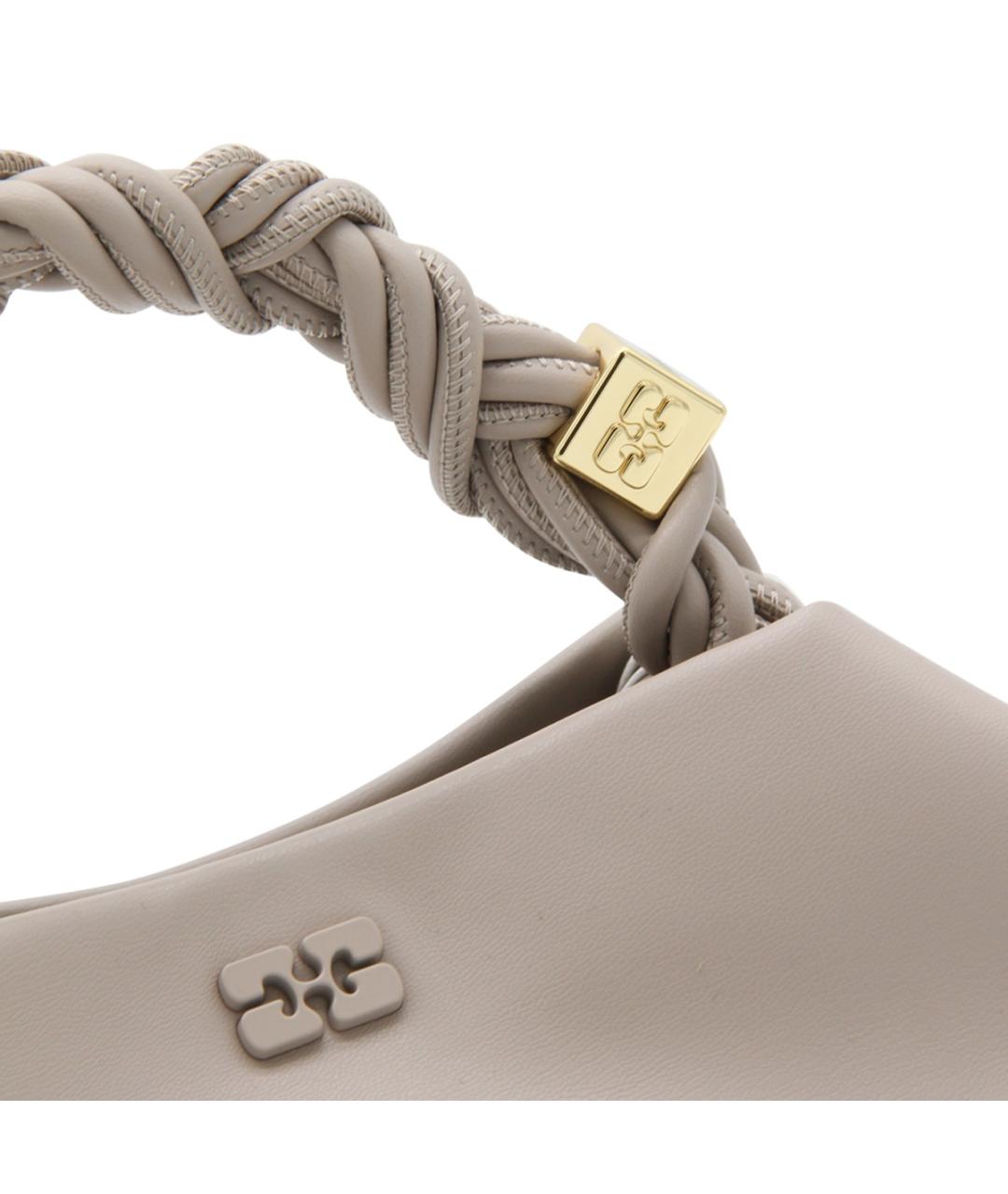 GANNI Серая кожаная сумка с короткими ручками, фото 4