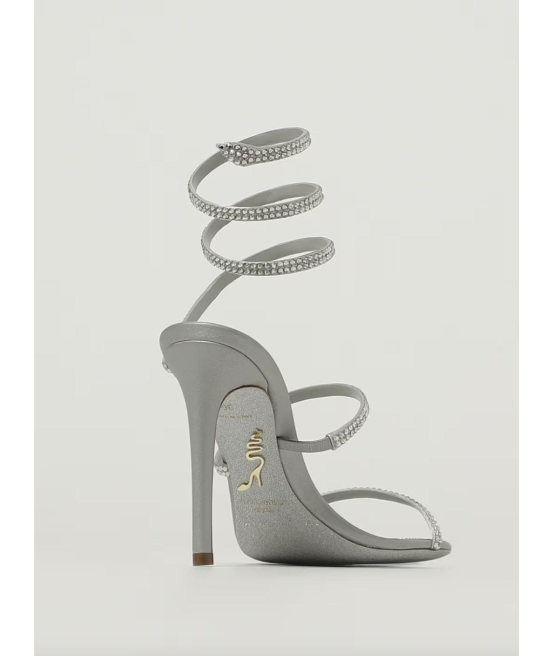 RENE CAOVILLA Серебряные текстильные босоножки, фото 3