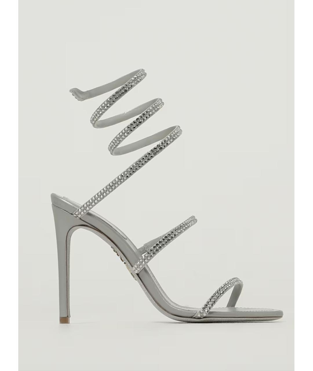 RENE CAOVILLA Серебряные текстильные босоножки, фото 5